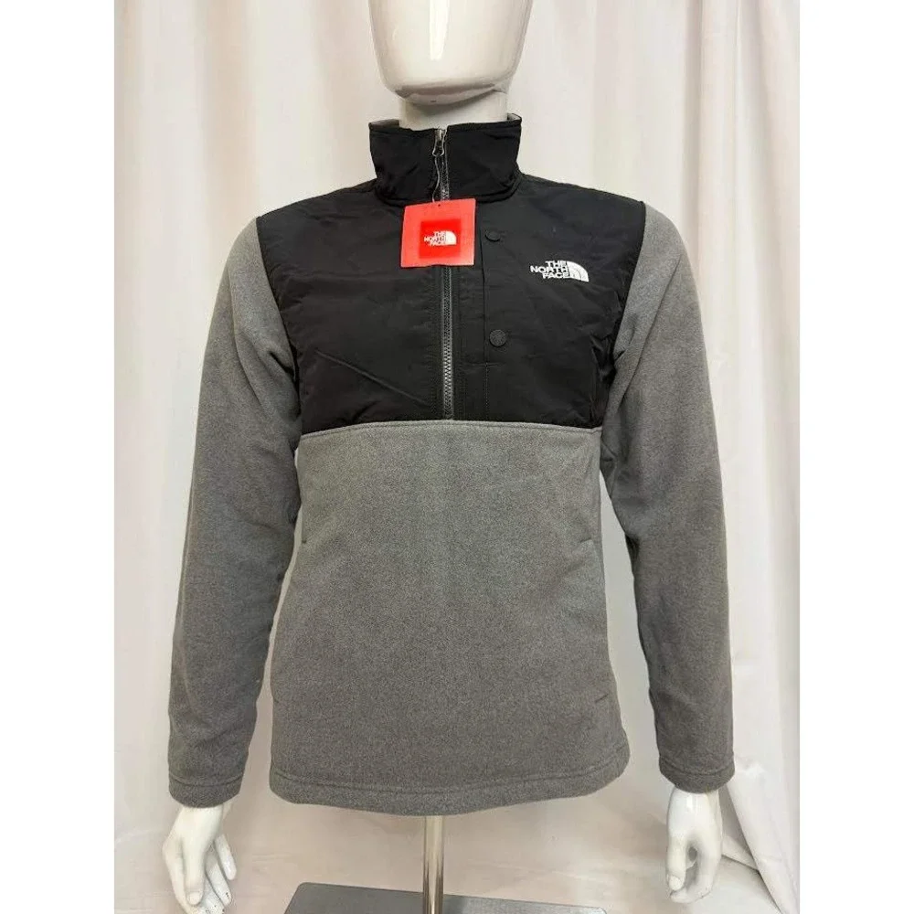 The North Face Men's 200WT Quarter Zip Fleece Pullover Jacket Grey Black S NEW